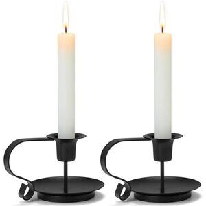 Black Iron Taper Candle Holders Set of 2 Vintage Candlestick Holder Home Decor